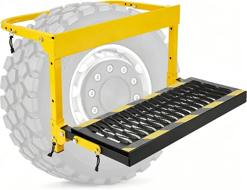 Heavy-Duty Folding Tire Step, Fits 8–12" Wide Tires, 350 lbs Capacity, Anti-Slip & Adjustable for Pickups/SUVs/RVs, Portable with Reflective Design