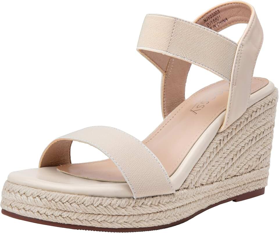 Jeossy Women's Espadrille Wedge Platform Sandals with Ankle Strap
