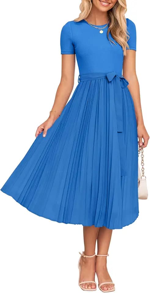 ZESICA Women's 2026 Summer Short Sleeve Knit Midi Dresses