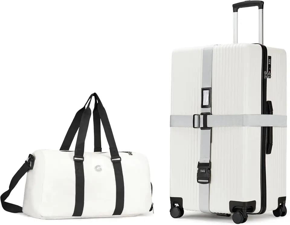 PRIMICIA ginzatravel Suitcase, 28 inch suitcase with wheel & Travel Bag & Suitcase Strap, Scratch resistant texture Lightweight PC material, TSA lock (Star Silver (combination))