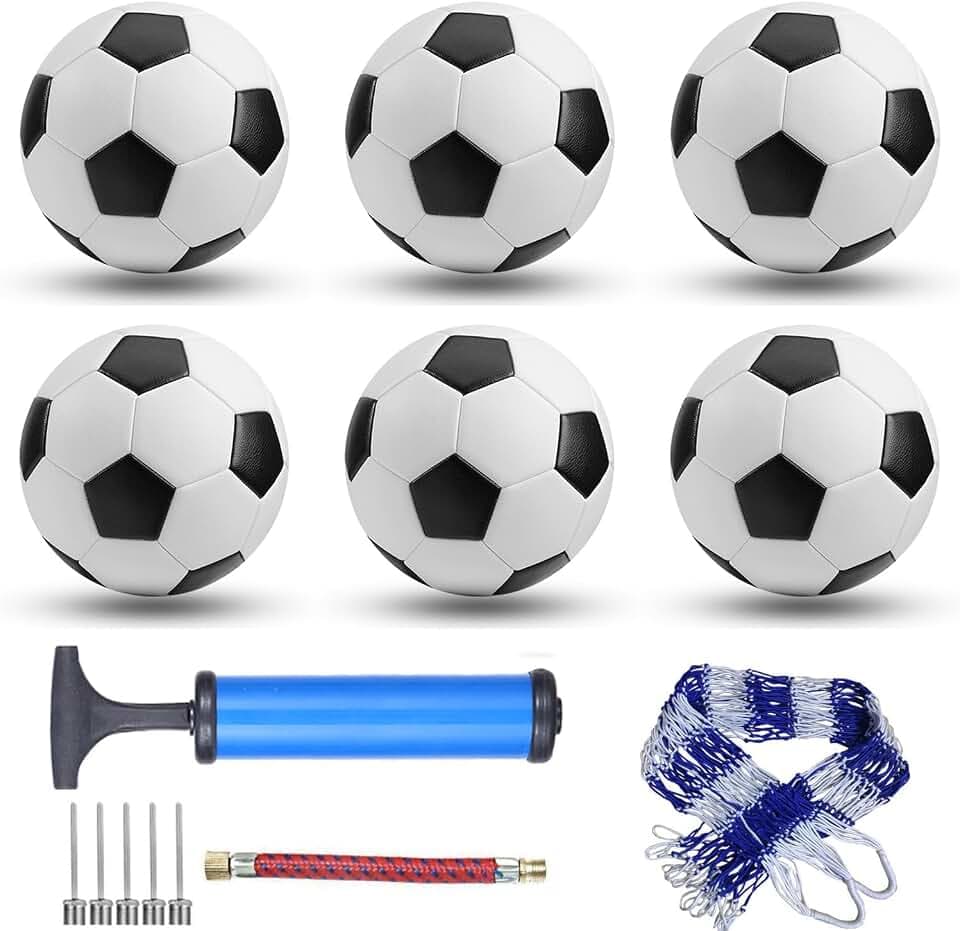 6 Pack Classic Soccer Balls Size 5/4/3 Includes Ball Pump and Net Bag，Soccer Training Ball Practice for Adults，Competition Soccer for Indoor Outdoor