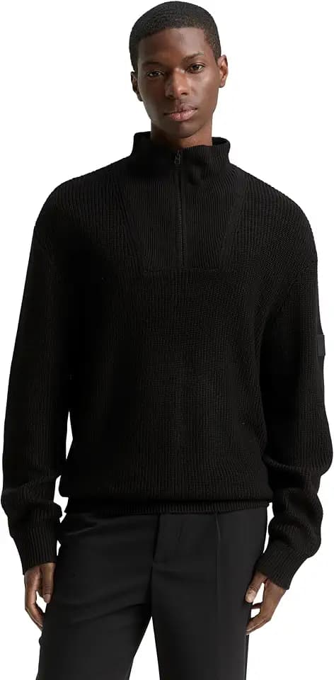 TOM TAILOR Denim Herren 1049201 Relaxed Fit Troyer Strickpullover