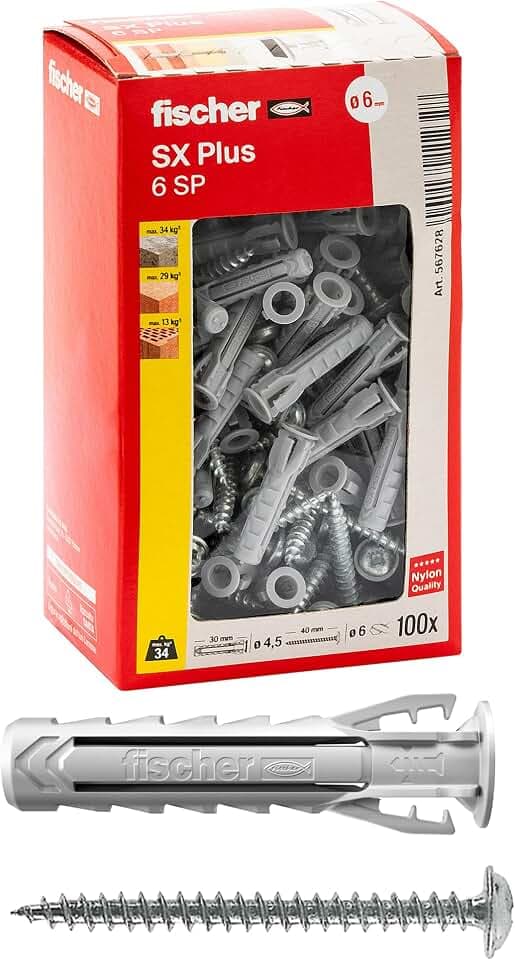 Fischer SX Plus 6 x 30 SP Dübel mit Schraube Zylinderkopf