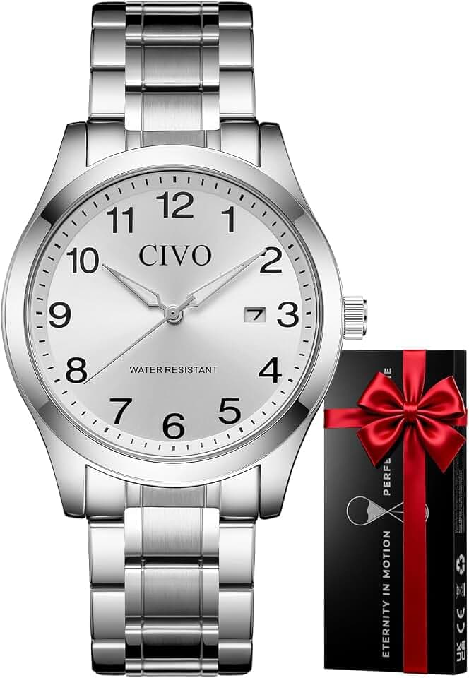 CIVO Leicht Lesbar Uhren Herren: Analog Datum Armbanduhr Große Ziffern