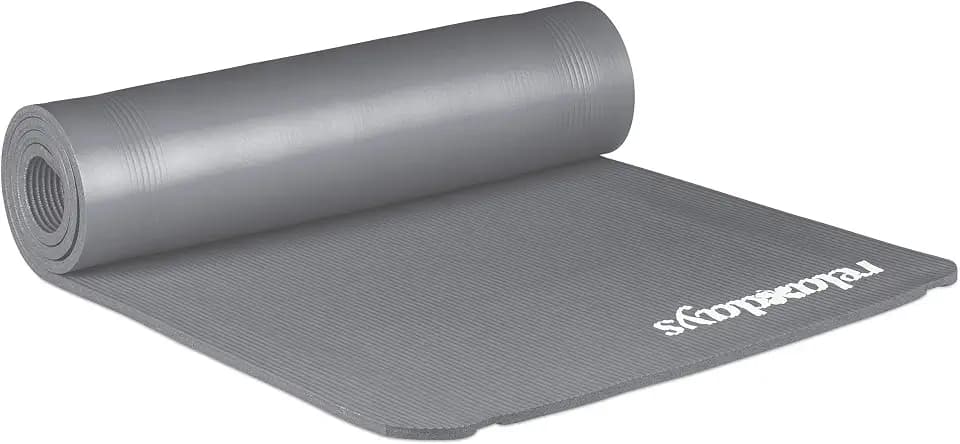 Relaxdays Yogamatte, 1 cm dick, für Pilates, Fitness, gelenkschonend, mit Tragegurt, Gymnastikmatte 60 x 180 cm