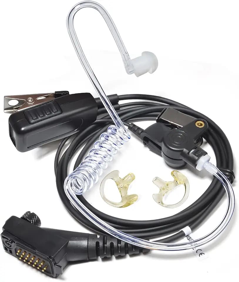 UAYESOK In-Ear Walkie Talkie Ohrhörer Schallschlauch Funkkopfhörer Headset für Airbus TPH-900 TETRAPOL 19 Pin Security Funkgerät mit Weiche Medium Ohrstöpsel Ohrpassstück & PTT Mikrofon