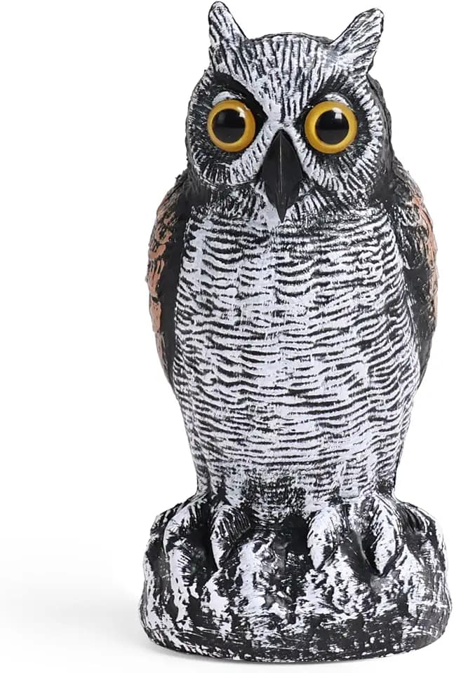 OFFO Realistic Owl Statue, Hand-Painted Garden Owl Decor, 10 Inch