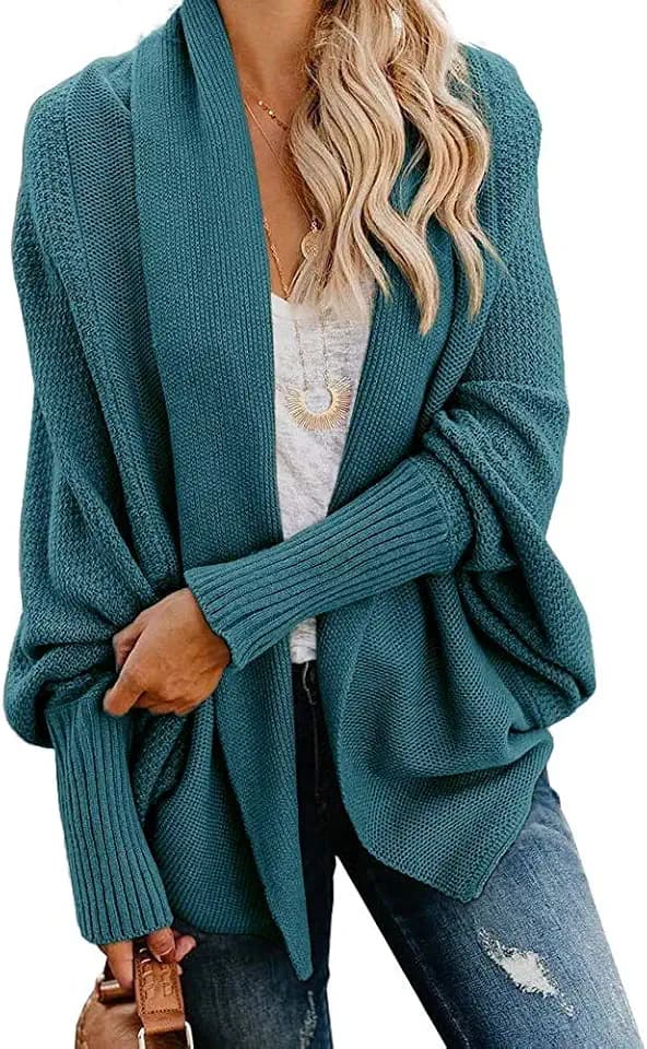 Mafulus Women's Cardigan Sweaters Oversized Chunky Knit Kimono Slouchy Wrap Batwing Open Front Outwear Coat