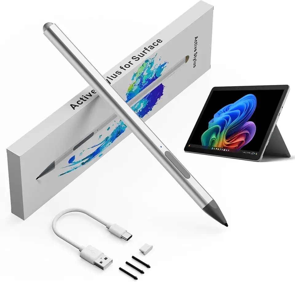 Surface Pro Stylus Pen für Surface Pro 12/11/10/9/X/8/7/6/5/4/3 - USB-C Schnellladung, 4096 Druckempfindlichkeit, Palm Rejection & Magnetische Befestigung, kompatibel mit Go/Book/Laptop/Studio