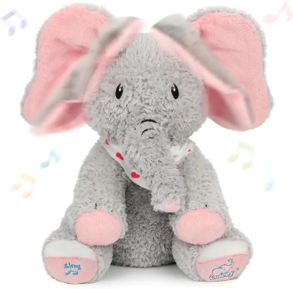 Peek A Boo Elephant Interactive Plush Toy Sing Music Stuffed Animal