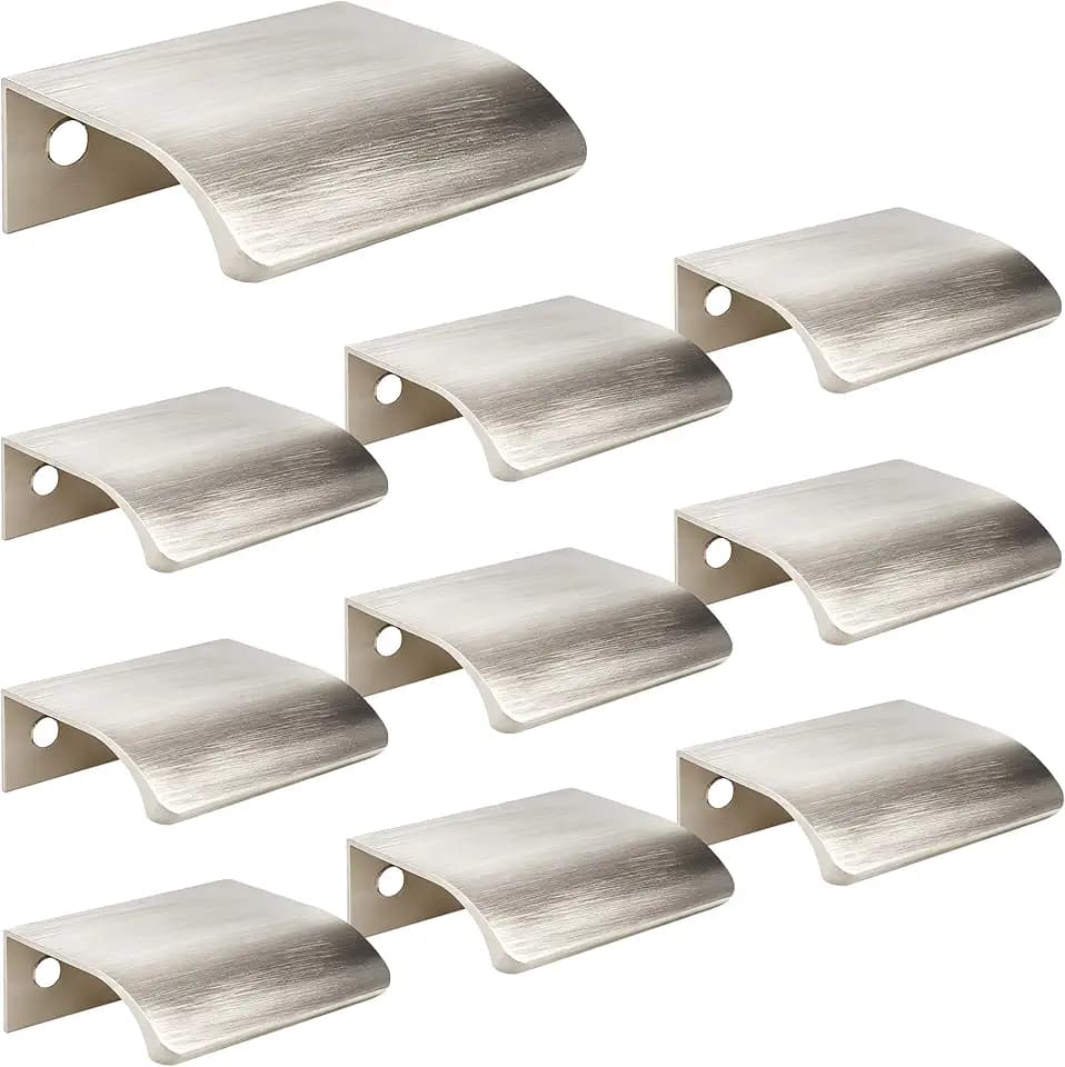 Nickel Curved Edge Pulls, 1.97 Inch, 1.26 Inch Spacing, 10Pcs