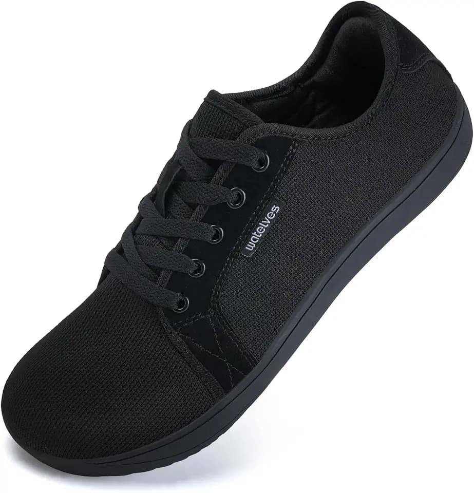 WateLves Barfuss Schuhe Damen Barfußschuhe Herren Kint Walkingschuhe Sneaker Minimalistische(Schwarz，42EU)