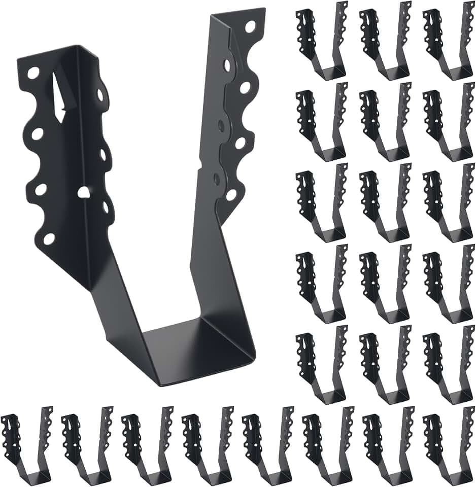 WellMade 2x6 Joist Hanger, Heavy Duty Carbon Steel Black Finish, 24 Pack Wood Connector for Deck Framing, Floor Joists & Structural Support