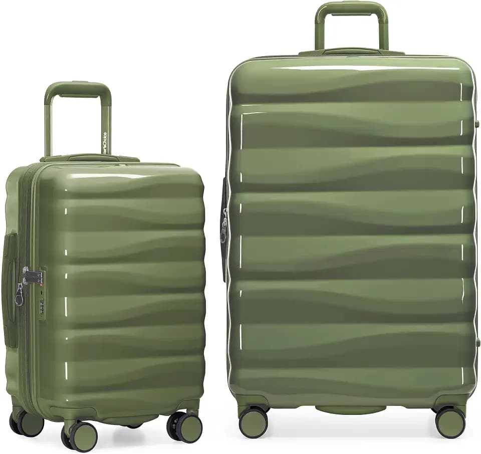 Traveler's Choice Edinburgh II Hardside Spinner Luggage, TSA Lock, Green, 2 Piece Set (21/29)