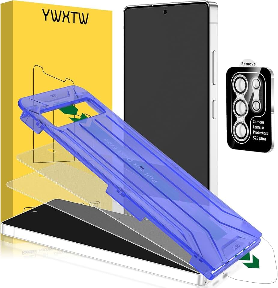 YWXTW 2 Pack Matte Screen Protector for Samsung Galaxy S25 Ultra + 1 Set Camera Lens Protector, [Smooth as Silk] [Fingerprint Unlocking] Anti Glare Anti Fingerprint Tempered Glass Screen Protector, Bubble Free