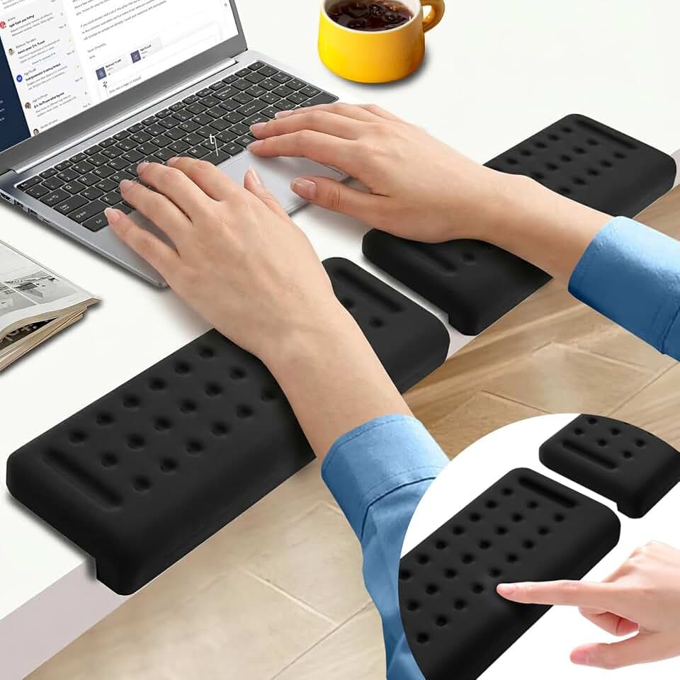 Handballenauflage Tastatur, 2-teiliges Set Rutschfest L-förmige Armauflage, Handauflage Tastatur für Tisch oder Schreibtisch Kante Längere Zeiträume mit Spielen Büroarbeit und Tippen 30×10cm