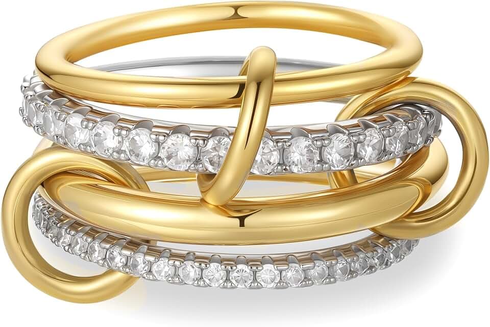 Gold Stackable Rings for Women，Non Tarnish, Wedding Ring