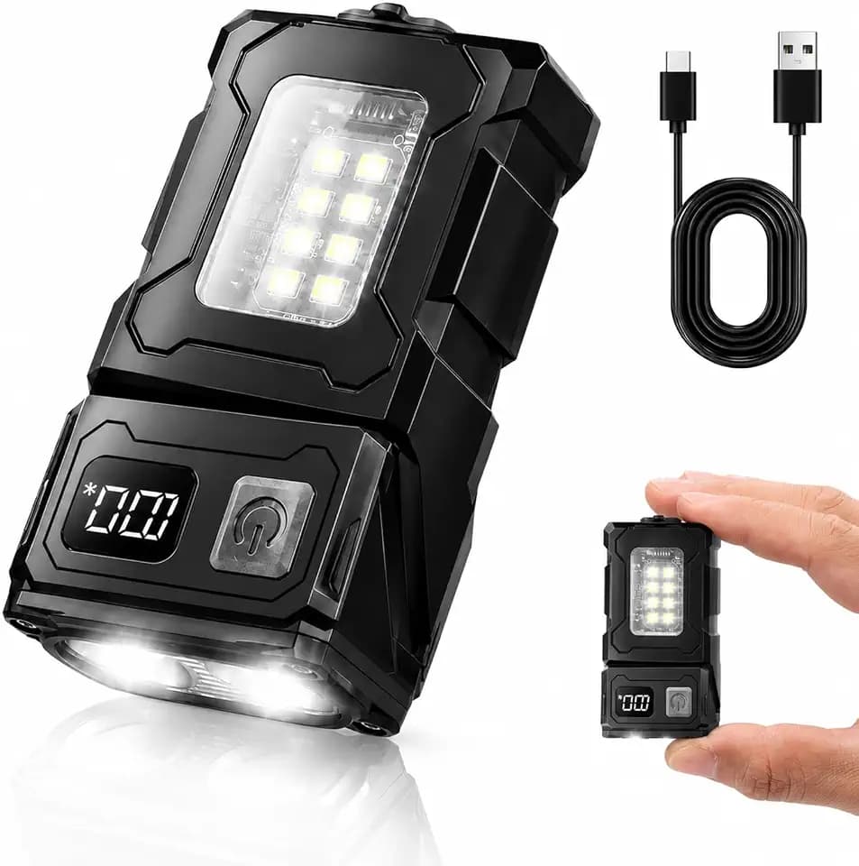 Carehabi LED Taschenlampe Aufladbar, RGB Mini Schlüsselanhänger 400 Lumen