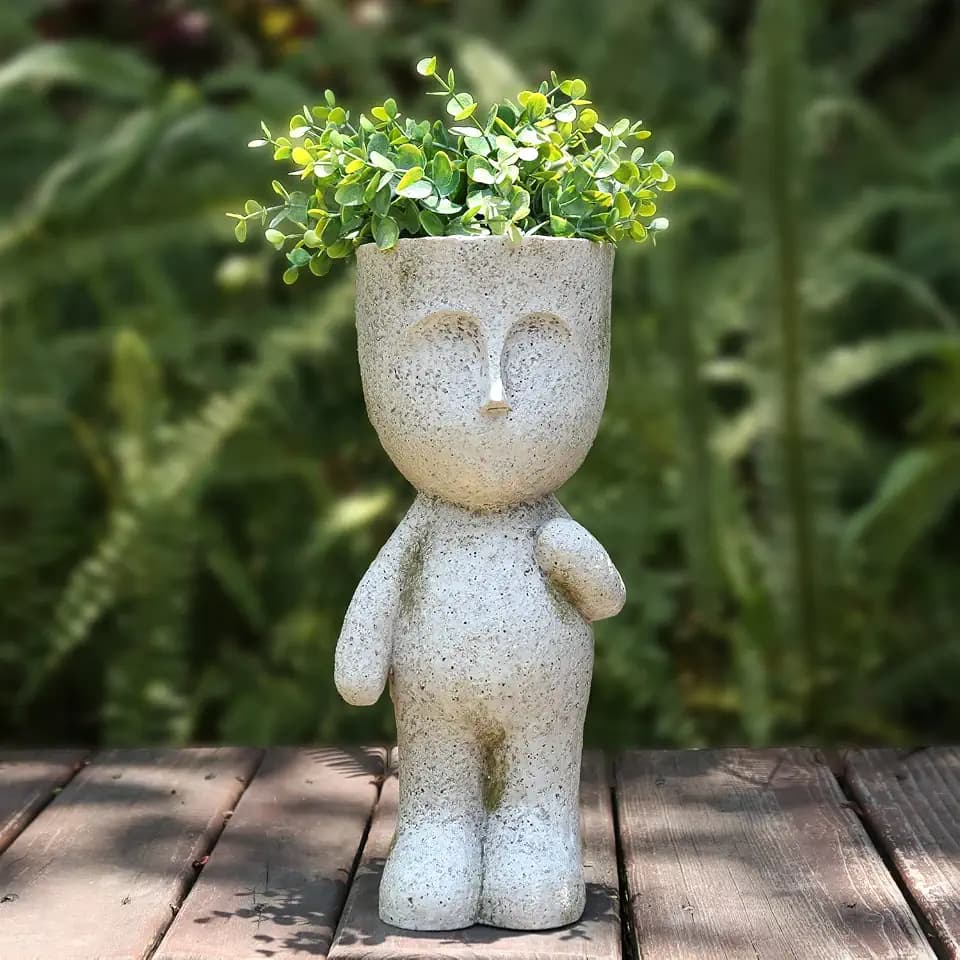 FIMOFIDRE CYNOR Head Planter Face Planters for Indoor Plants Resin Plant Pots with Drainage Hole Unique Succulents Plants Live Outdoor Tree Man