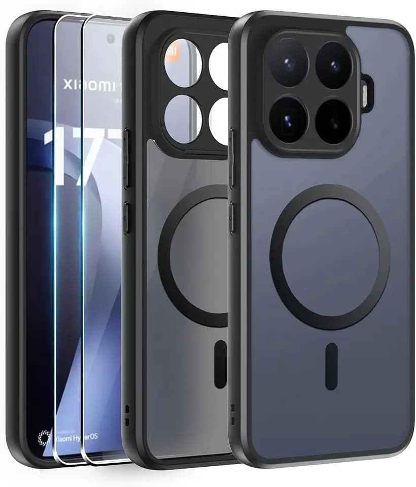case for Xiaomi 17T Pro Magnetic Case,Translucent Matte Retro Shockproof Cell Phone Case [Triple Protection] Shockproof, Shock Absorbent, Camera Lens Protection (Matte Black)