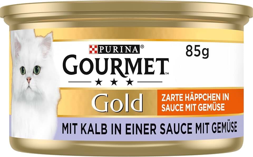 GOURMET Gold Zarte Häppchen in Sauce mit Gemüse, mit Kalb, 12 x 85g
