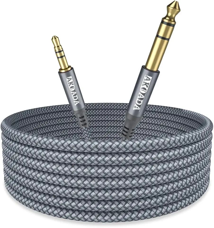 AkoaDa 3.5mm to 1/4 Cable 1/8 to 1/4 Stereo Audio Braided Cable 10ft