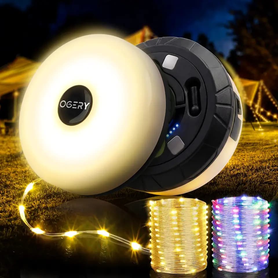 OGERY 2-Pack Camping String Lights 4 in 1, 32.8FT Quick Storage 8 Modes