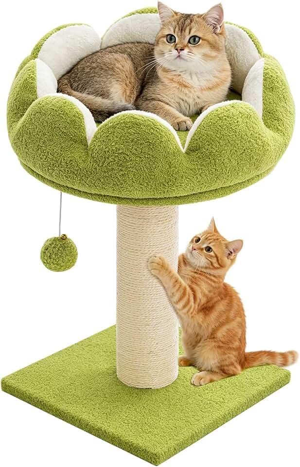 Flower Cat Scratching Post for Indoor Cats Scratcher with Bed
