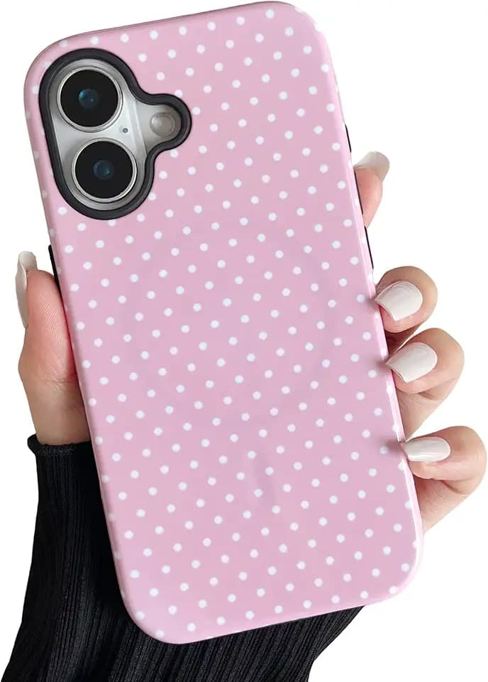 ZTOFERA for iPhone 16 Case Fit for MagSafe, Dots Pattern-Pink