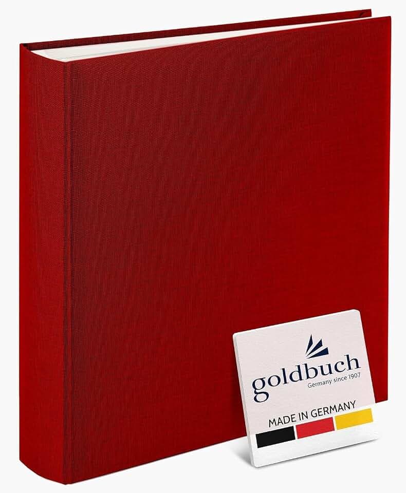 goldbuch 31707 Fotoalbum, Summertime, 30 x 31 cm, Fotobuch mit 100 weiße Seiten & Pergamin Trennblättern, Foto Album aus Leinen, Erinnerungsalbum, Rot