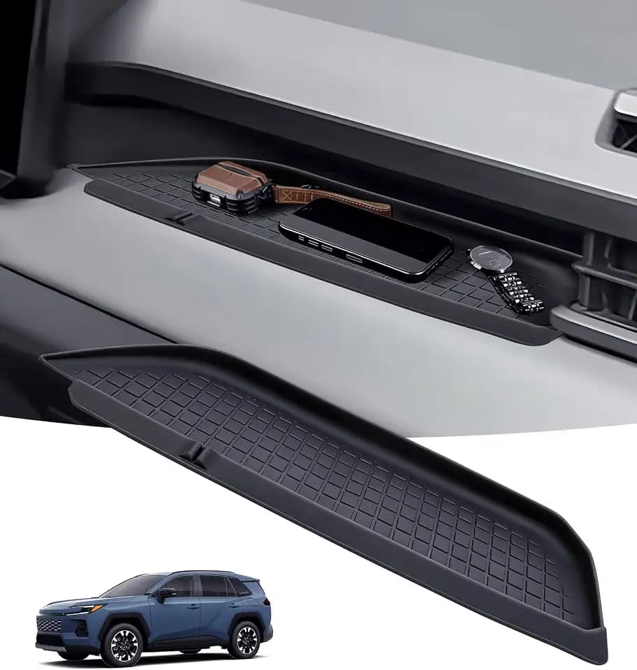 Passenger Storage Organizer Mat for Toyota RAV4 2026, Interior Accessories Center Console Glove Box Organizer Tray Silicone Anti-Slip Passenger Protective Cover Pad for 2026 RAV 4, Black