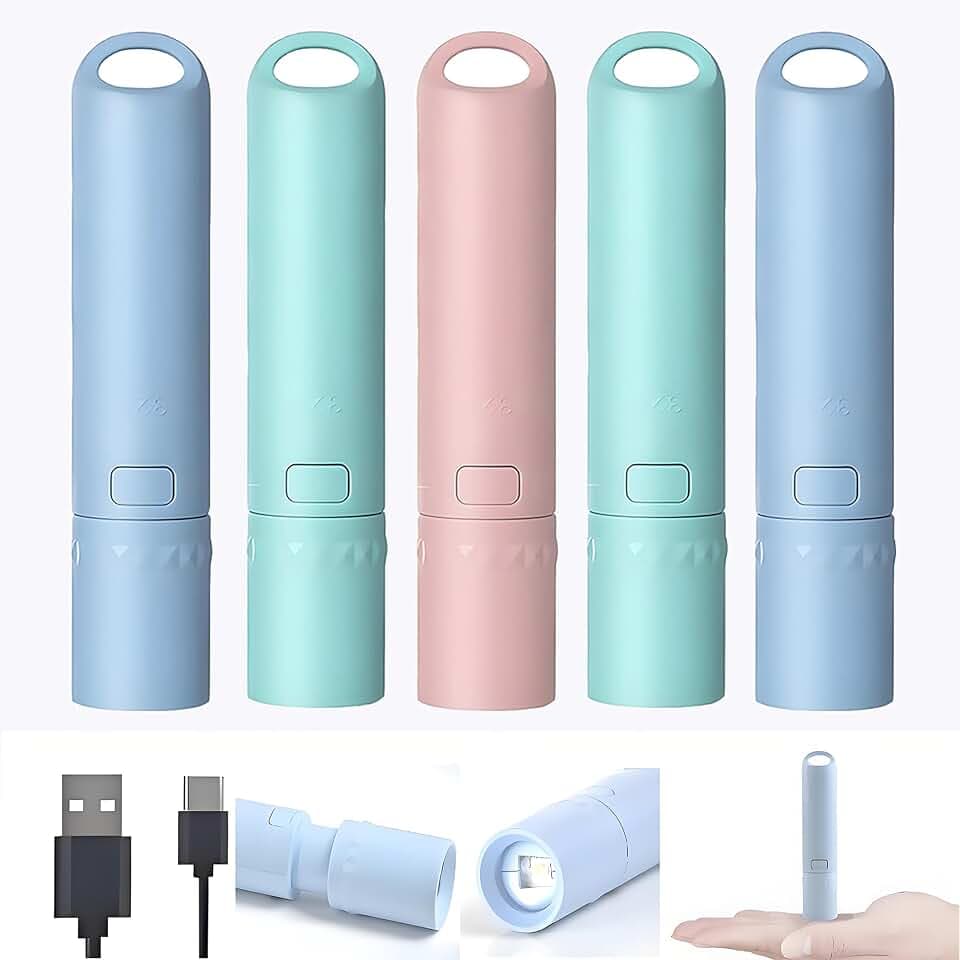 5Pack Mini Small LED Flashlights,USB C Rechargeable Flash Lights,Ultralight Zoomable Flashlights for Home, Emergency, Camping ,Dog Walking,Bulk for Gifts
