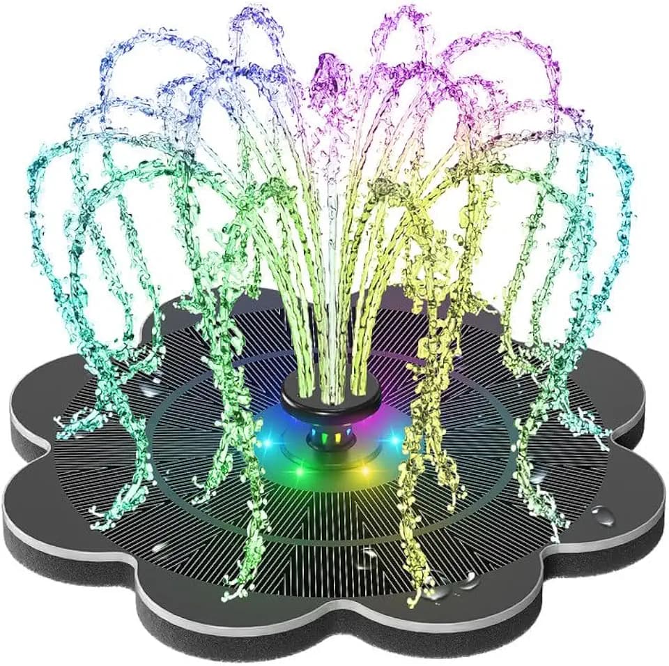SZMP Solar Fountain 3.5W Bird Bath Fountains with Upgraded Flower, 7 Nozzle & 4 Fixer, Solar Fountain Pump for Bird Bath, Pool, Garden, Pond, Outdoor