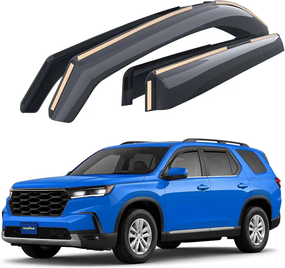 Goodyear Shatterproof in-Channel Window Deflectors for Honda Pilot 2023-2026, Rain Guards, Window Visors for Cars, Vent Deflector, Car Accessories, 4 pcs - GY008076