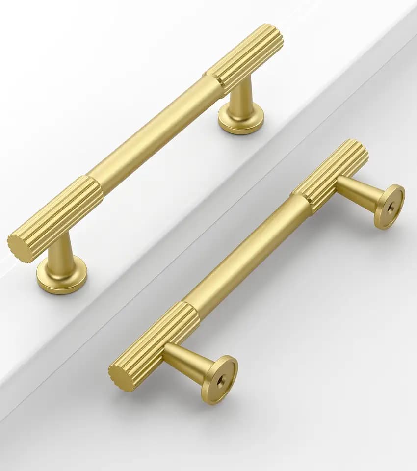 Brushed Gold Cabinet Handles Kitchen Pulls 3.75 Inch 10 Pack