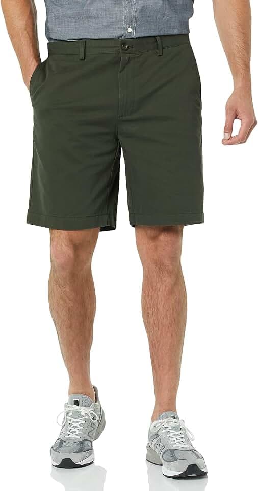 Amazon Essentials Men's Slim-Fit 9" Cotton Twill Khaki Chino Shorts with Tapered Leg