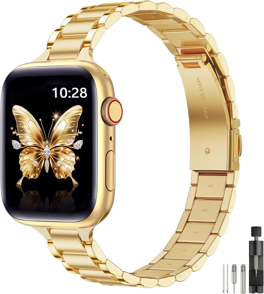 WFEAGL Slim Metal Bands Compatible with Apple Watch Bands Women
