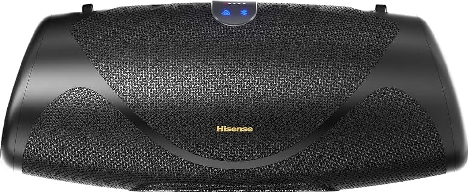 Hisense WEBOOM Bluetooth Speaker, 140W, Bass Boost, Bis zu 24 Stunden Wiedergabezeit, IP67 Wasser- und Staubschutz, Dual-Way Strap, Ambient Light, Integrierte Powerbank, Auracast&TWS, BT 6.0