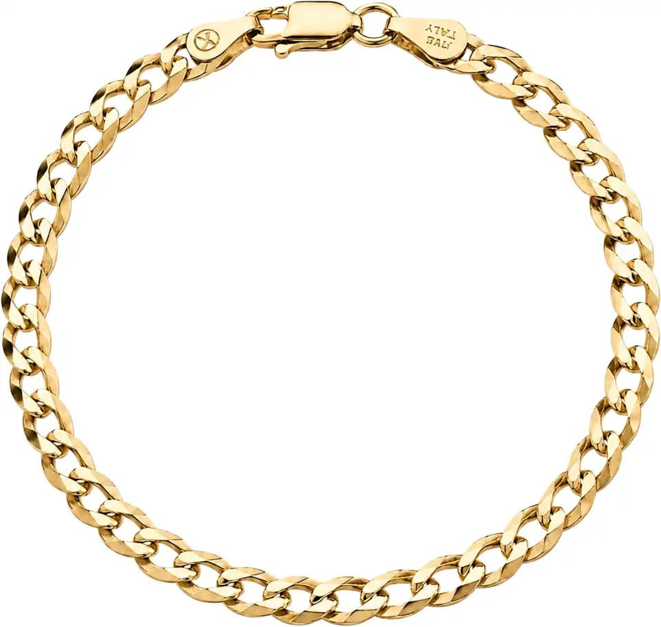 KISPER Gold Chain Bracelet for Men 5mm Plated 925 Sterling Silver