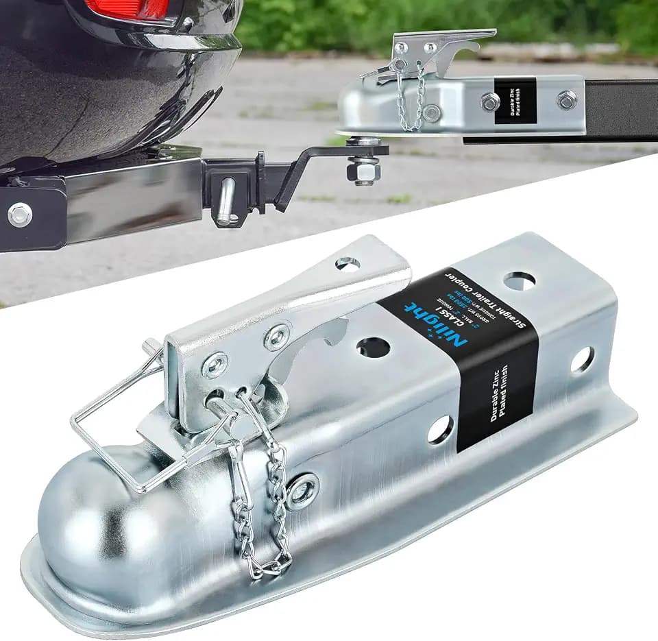Nilight Straight Trailer Coupler fits 2-Inch Hitch Ball, 2-1/2-Inch Channel