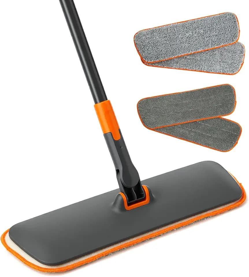 CLEANHOME 2-in-1 Wet Dry Flat Microfiber Mop for Hardwood Floors-Reusable Washable Pads, Telescoping Long Handle Floor Cleaner for Tile Laminate, Pet Hair Removal, Car Detailing & Window Cleaning