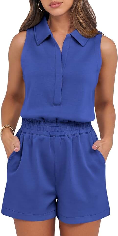 ANRABESS Romper for Womens Summer Dressy Casual Sleeveless Short Jumpsuits