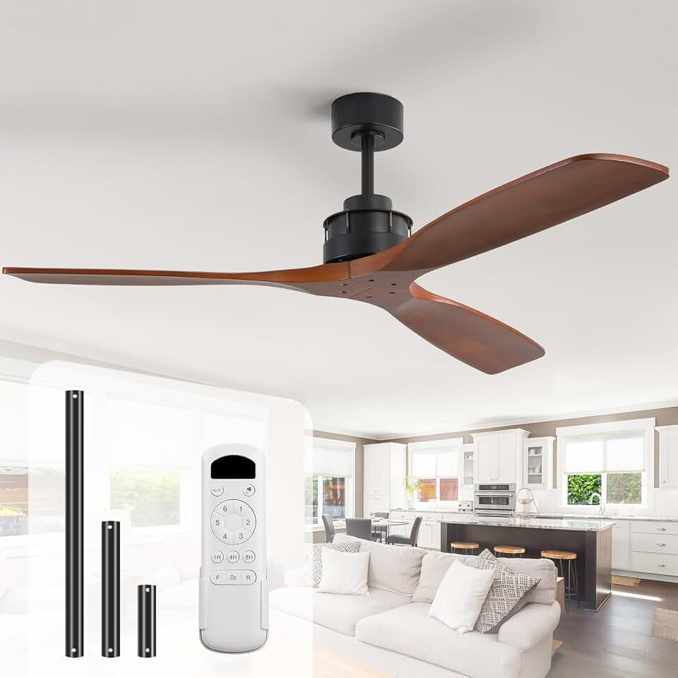Sofucor 60 Inch Ceiling Fan No Light, Solid Wood, High 6500 CFM
