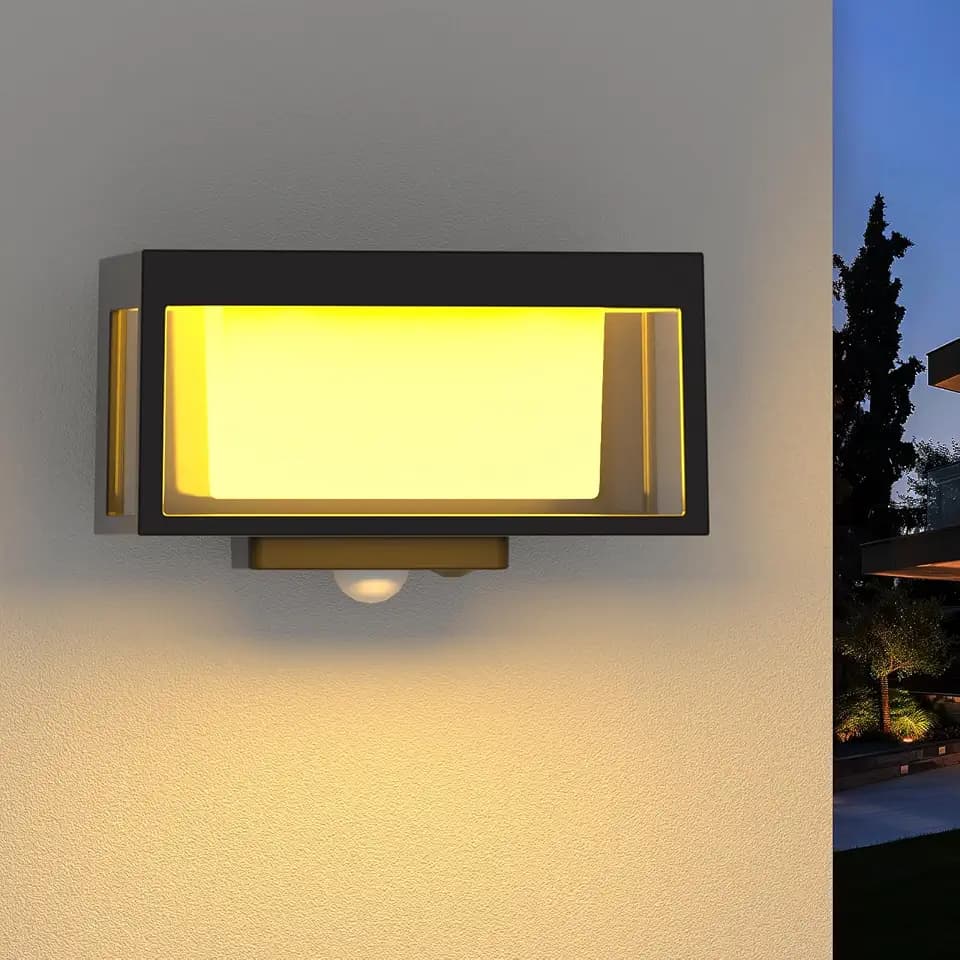 außenleuchte mit bewegungsmelder, IP65 Wasserdichte Solarlampen für Außenwand, Moderne, kabellose Montage, geeignet für Eingang, Einfahrt, Terrasse, Garten (1 Stück)