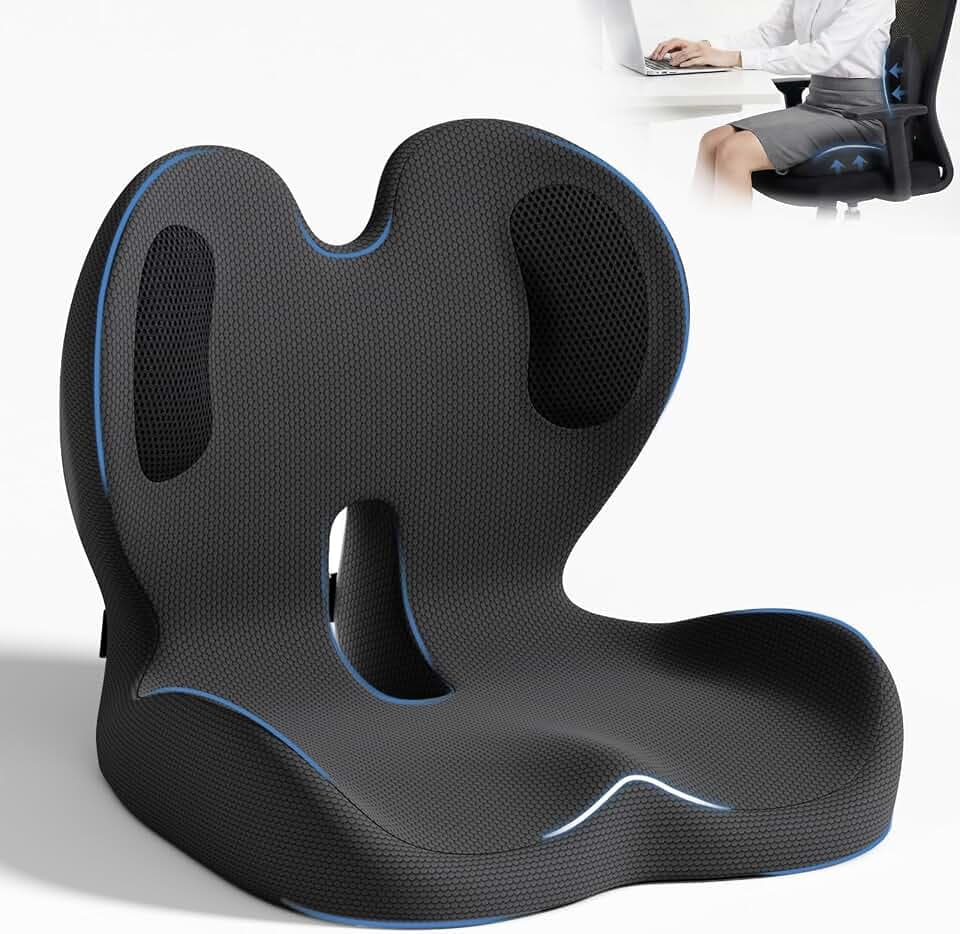 Ergonomic Seat Cushion with Lumbar Support Pillow for Office and Car