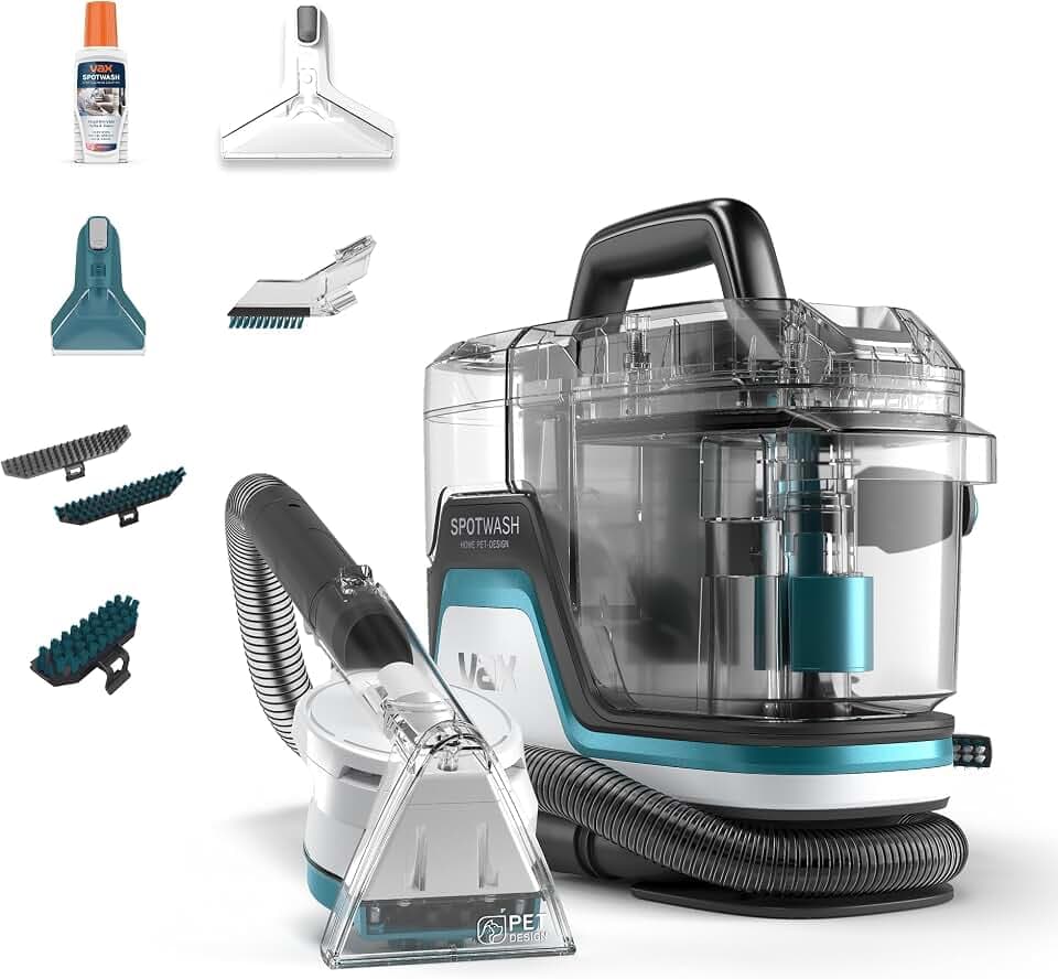 Vax SpotWash Home Haustier-Design Fleckenentferner für Teppiche und Polstermöbel mit SpinScrub-Technologie, kraftvolle Tierpflege, schnelltrocknend und tiefenwirksam