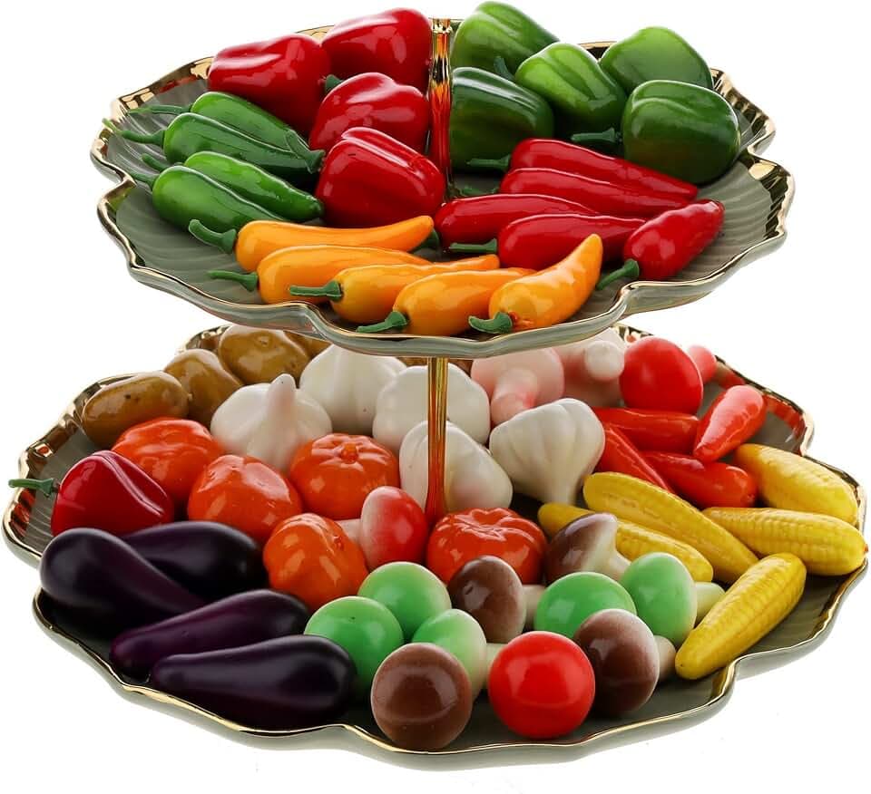 Gresorth 70 Pcs Fake Mini Vegetables Artificial Plastic Vegetables Bulk