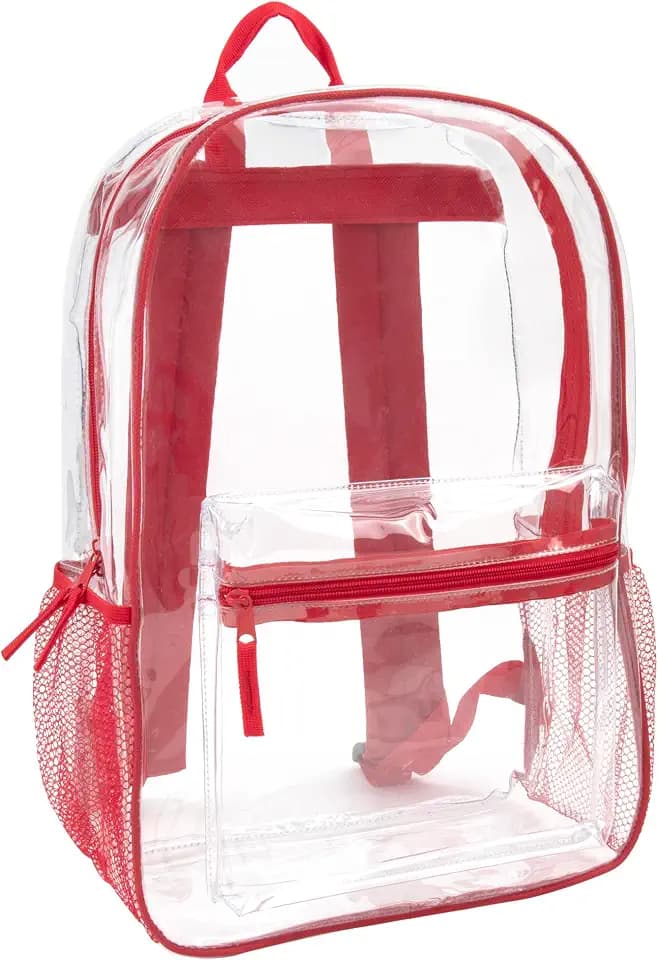 Trail maker Clear Backpack Heavy Duty with Padded Straps, Side Pockets for Kids, Boys, Girls, School, Stadium Approved Events