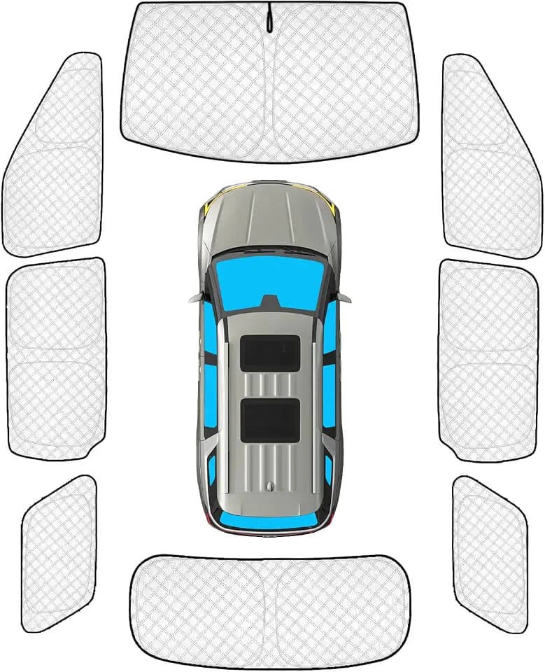 KMF 8pcs Thicken Sun Shades for Kia Carnival 2022-2025 2026 Accessories, Full Car Window Covers Sunshade for Windshield Side Rear, UV Block and Privacy Blackout for Car Camping Outdoor