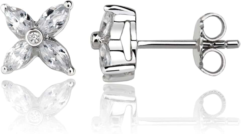 Ankra Damen-Steckerohrringe 8,3mm breit Blumenform rhodiniert aus 925er Sterling Silber 2VNAKRJ-ER0010